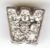 1 9mm Silver Slider with Rhinestones - Letter "W"